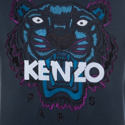 Pre Owned Kenzo Pine Green Embroidered Tiger Motif Cotton Sweatshirt S