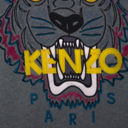 Pre Owned Kenzo Grey Cotton Tiger Embroidered Sweatshirt S