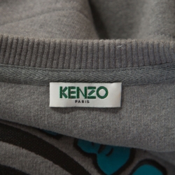 مملوكة مسبقًا Kenzo Grey Cotton Eye Embroidered Sweatshirt L