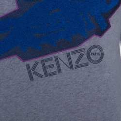Kenzo Grey Jersey Abstract Fish Applique Sweatshirt M