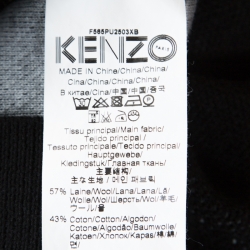 Pre Owned Kenzo Monochrome Tiger & Logo Embroidered Knit Sweater S
