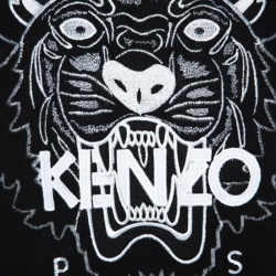 Pre Owned Kenzo Monochrome Tiger & Logo Embroidered Knit Sweater S