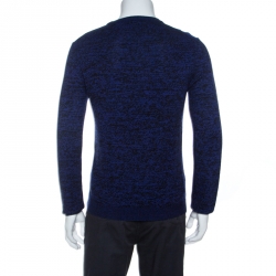 Pre Owned سويتر كينزو مزيج صوف مطرز شعار ونمر أزرق S