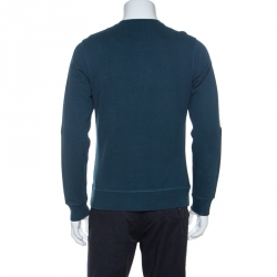 Pre Owned Kenzo Teal Blue Eye Motif Embroidered Knit Sweatshirt M