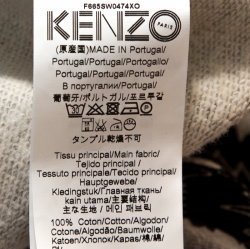 Pre Owned Kenzo Grey Flocked Tiger Print Cotton Sweatshirt L