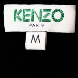 Pre Owned Kenzo Monochrome Logo Print Cotton Crew Neck T-Shirt M