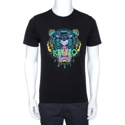 Kenzo Black Tiger Foil Print Cotton Crew Neck T-Shirt M