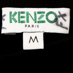 Kenzo Black Tiger Foil Print Cotton Crew Neck T-Shirt M