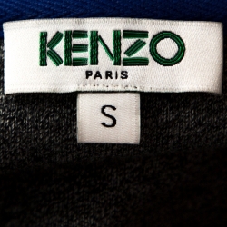 Pre Owned Kenzo Grey Tiger Embroidered Marl Knit Sweatshirt S