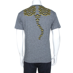 Pre Owned Kenzo Grey Geo Tiger Print Cotton Crew Neck T-Shirt M
