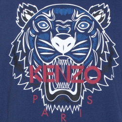 Pre Owned Kenzo Blue Cotton Tiger Motif Print T-Shirt XL