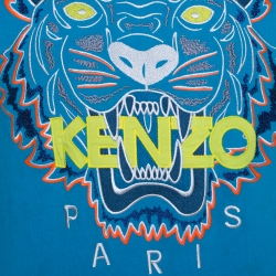 Pre Owned Kenzo Blue Tiger Embroidered Cotton Sweatshirt S