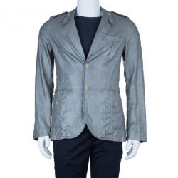 Pre Owned Kenzo Men's Gray Metallic Casual Blazer M