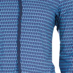Pre Owned Kenzo Men's Blue Printed Slim Fit Long Sleeve Shirt S