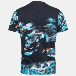 مملوكة مسبقًا Kenzo Navy Blue Painted Print Cotton Crewneck T-Shirt L