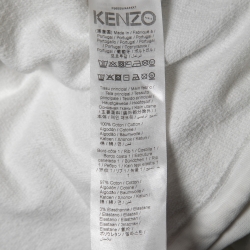 Pre Owned Kenzo White Terry Knit Tiger Embroidered Hoodie L