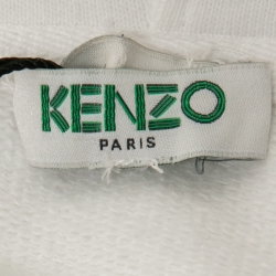 Pre Owned Kenzo White Terry Knit Tiger Embroidered Hoodie L