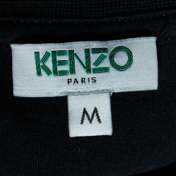 Pre Owned Kenzo Black Tiger Embroidered Cotton Crewneck T--Shirt M