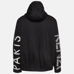 Pre Owned Kenzo Black Gabardine Hooded Jacket XL