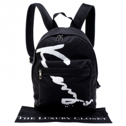 Pre Owned Kenzo Black Nylon Signature Logo Bakcpack