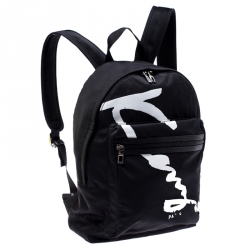 Pre Owned Kenzo Black Nylon Signature Logo Bakcpack