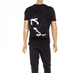 Pre Owned Kenzo Black Nylon Signature Logo Bakcpack