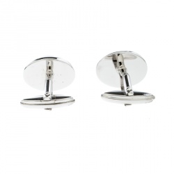 Pre Owned Lanvin Black Cabochon Silver Tone Oval Cufflinks
