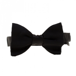 Pre Owned Lanvin Black Silk Satin Classic Bow Tie