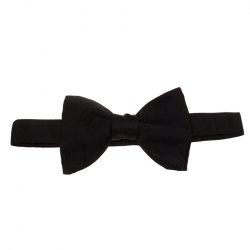 Pre Owned Lanvin Black Silk Satin Classic Bow Tie