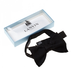 Pre Owned Lanvin Black Silk Satin Classic Bow Tie