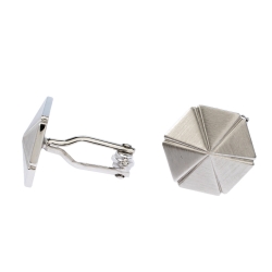 Pre Owned Lanvin SIlver Tone Hexagonal Cufflinks