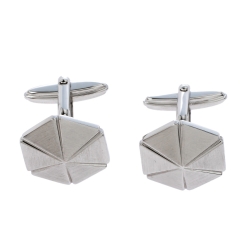 Pre Owned Lanvin SIlver Tone Hexagonal Cufflinks