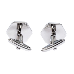 Pre Owned Lanvin SIlver Tone Hexagonal Cufflinks