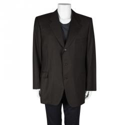 Lanvin Super 120 Brown Wool Regular Fit Blazer 6XL