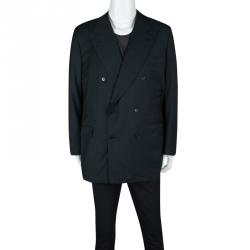 Lanvin Classique Vintage Bottle Green Double Breasted Wool Blazer 5XL