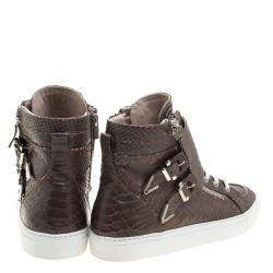 Le Silla Brown Faux Python Leather High Top Sneakers Size 41.5