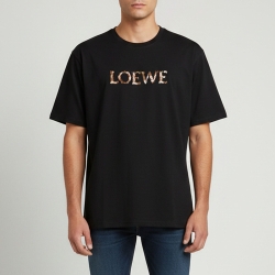 Pre Owned Loewe Black Anagram Embroidered Cotton Relaxed Fit T-Shirt XXL