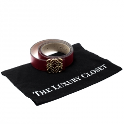 Loewe Red Leather Anagram Belt 95CM