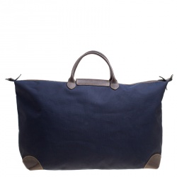 Longchamp Dark Blue/Brown Nylon Le Pliage Weekender