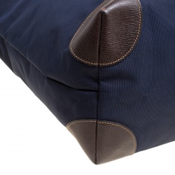 Longchamp Dark Blue/Brown Nylon Le Pliage Weekender
