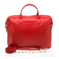 Longchamp Red Leather Parisis Document Holder Bag