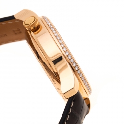 Pre Owned Longines Silver White 18K Rose Gold Diamonds Master Collection L2.717.8 Endurance Cup Men's Wristwatch 44 mm