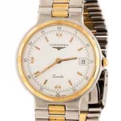 Longines White Two-Tone Titanium Conquest L161.2 Men's Wristwatch 32 mm
