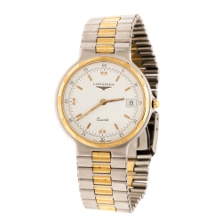 Longines White Two-Tone Titanium Conquest L161.2 Men's Wristwatch 32 mm