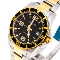 Pre Owned Longines Black Two-Tone Stainless Steel Hydro Conquest L37403567 Men's Wristwatch 41 mm