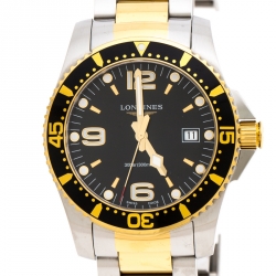 Pre Owned Longines Black Two-Tone Stainless Steel Hydro Conquest L37403567 Men's Wristwatch 41 mm