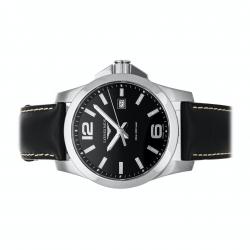 Pre Owned Longines Black Stainless Steel Conquest L3.760.4.56.3 Men's Wristwatch 43 MM
