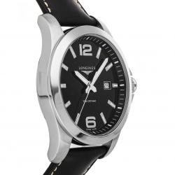 Pre Owned Longines Black Stainless Steel Conquest L3.760.4.56.3 Men's Wristwatch 43 MM