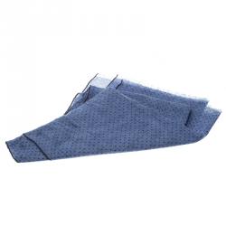 Pre Owned Loro Piana Blue Cashmere Silk Herringbone Pattern Dotted Scarf