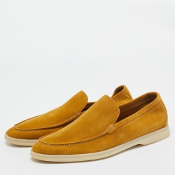 Pre Owned Loro Piana Yellow Suede Summer Walk Loafers Size 43